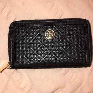 Black Leather Tory Burch Wallet